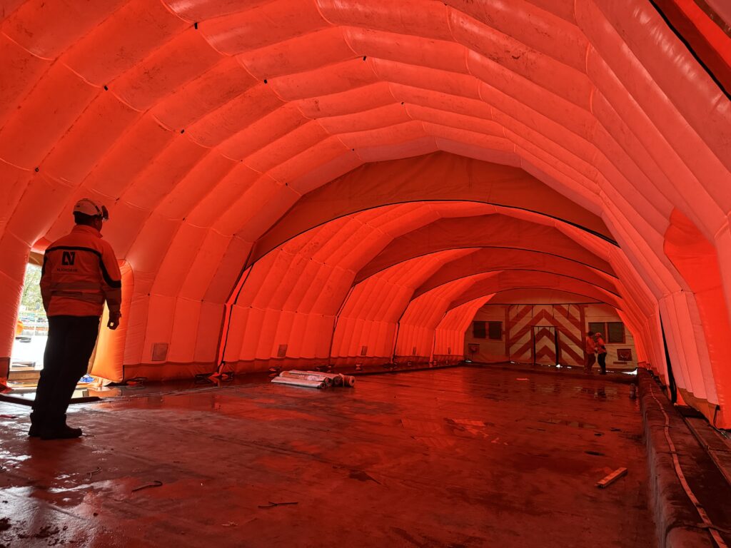 Inside the Njordair enclosure spanning the hospital roof deck