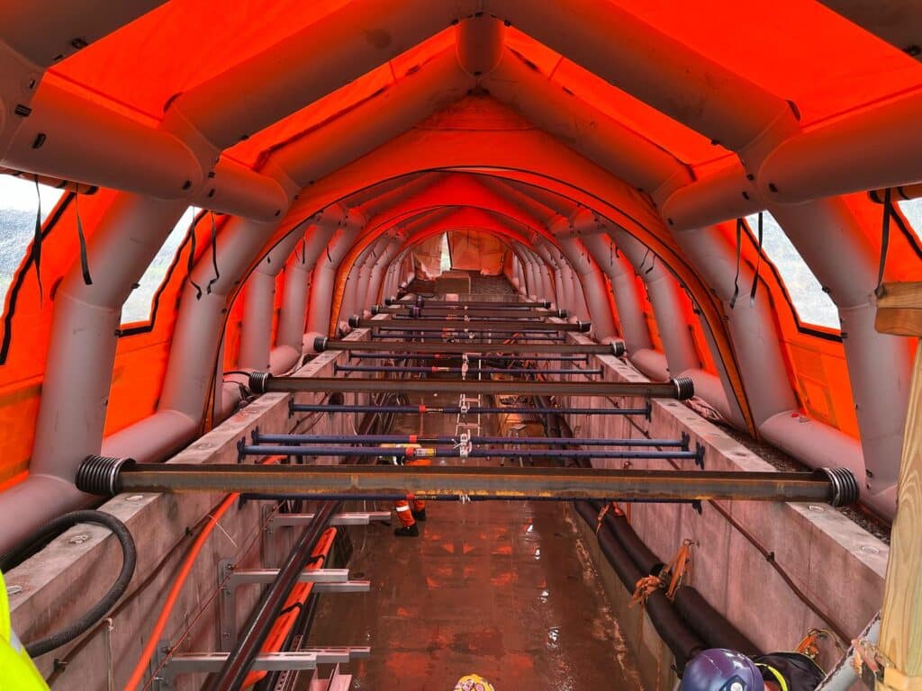 Inside the Njordair tent above the transition joint bay near Wainscott, Long Island