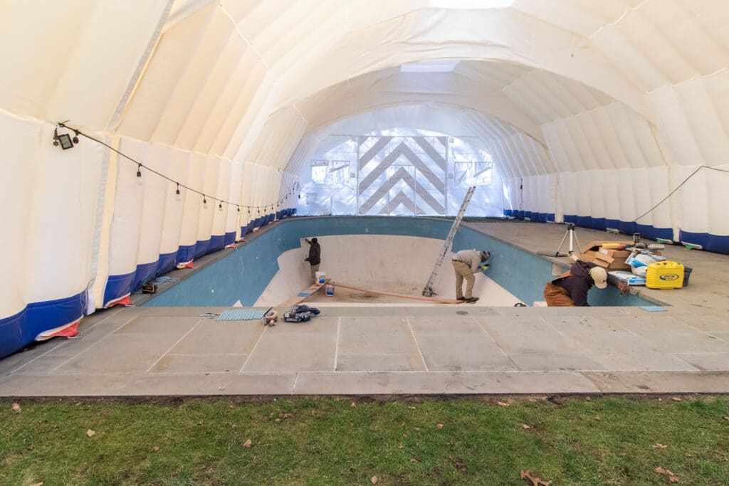Swimming Pool Construction in Winter | Temperature-Controlled Work Environment